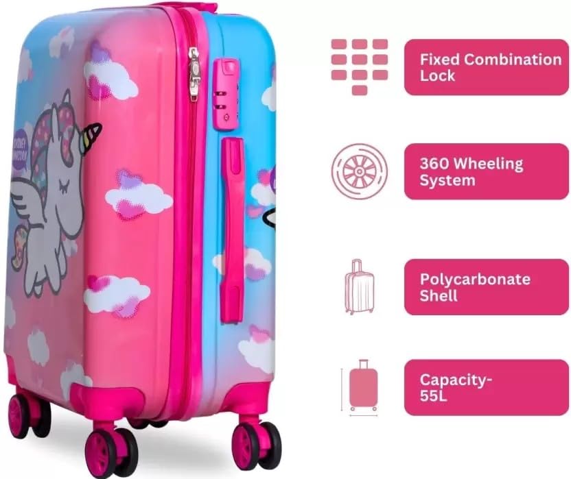 Image of ADSON PC Kids Trolley 360 Rotating Luggage 360 Wheels Non-Breakable Exclusive Edition 20 Inch Kids Hardsided Suitcase with 4 Wheels, 360 Wheel Travel Trolley Bag