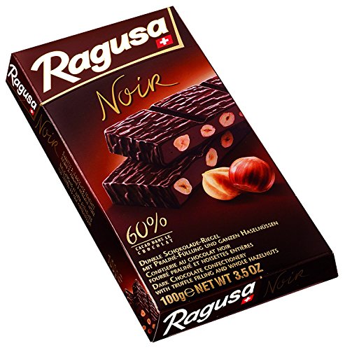 Ragusa Noir Bar 100 g - The Dark Version with 60 Percent Cocoa Content and Whole Hazelnuts - Original Swiss Chocolate (1 x 100 g)