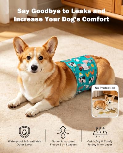 Image of CuteBone Dog Diapers Male Belly Bands 3 Pack for Male Dogs Reusable Puppy Wraps