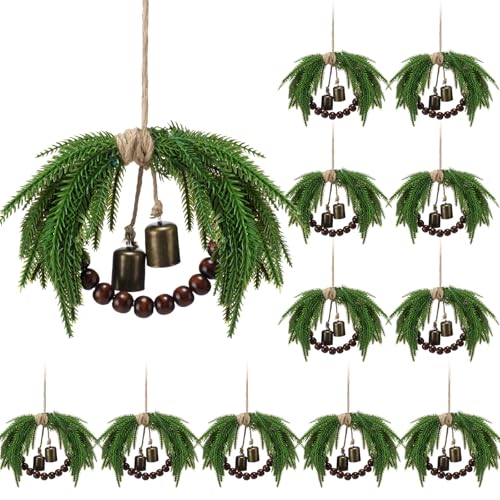 Dingion 12 Pcs Mini Christmas Wreath 8.6 Inch Small Norfolk