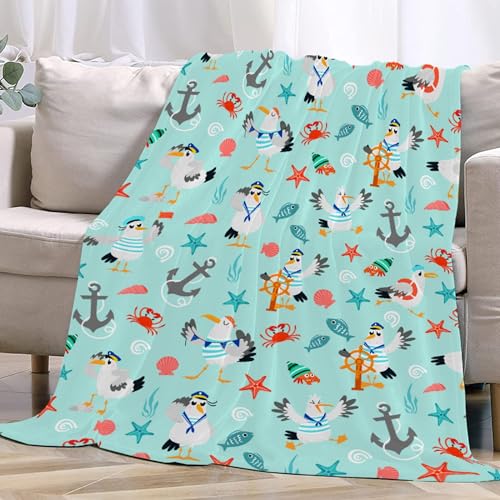 Seaside Seagulls Blanket-Seagull Blanket for Kids- Seagull Gift for Boys, Girls-Soft Flannel Lightweight and Warm Used for Room Bed Camping 40