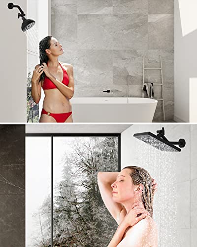 All Metal Shower Head Elbow Adapter, Stainless Steel 360 ° Adjustable Swivel Shower Head Adapter, Shower Arm Extension For Fixed And Rain Shower Head, Wall Mounted Shower Arm Connector, Matte Black #TOP6