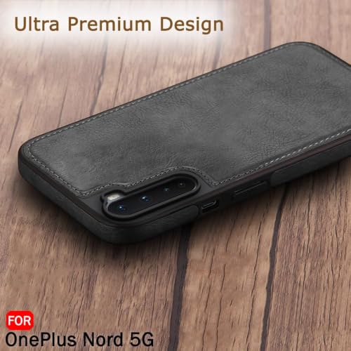 Image of MOBILOVE PU Leather Flexible Shockproof Design Back Case Cover for | OnePlus Nord (2020) (Black)