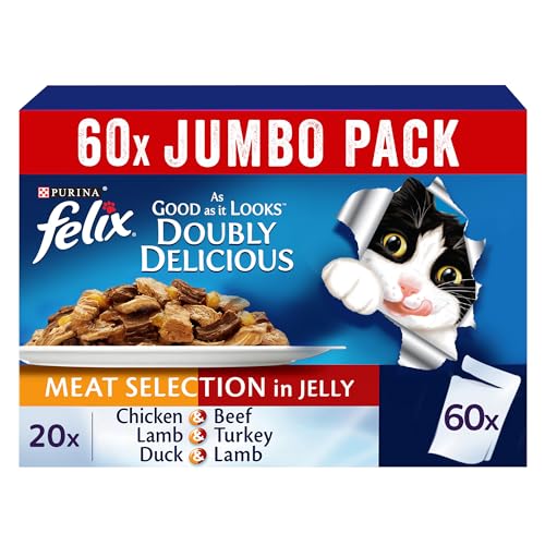 Purina Felix As Good As It Looks Doubly Delicious Meat Selection Cat Food Jumbo Pack (85g) (50+10 Free) [Amazon Exclusive]