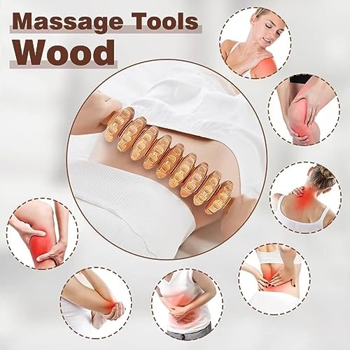 10-in-1 Wood Therapy Massage Tools Gua Sha Wooden Massager for Body Shaping Massage Tool Set Wood Therapy Tools for Relieving Muscle Pain Body Lymphatic Drainage Massager Anti-Cellulite - Image 3