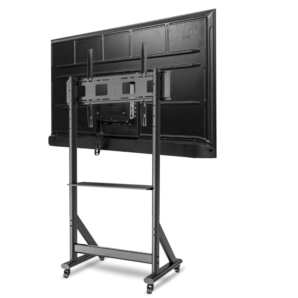 UNIQ Mounts Heavy Duty TV Trolley Stand for 55–100 inch Screens | Mobile TV Stand with Wheels, Height Adjustable, Storage Shelf & Cable Management | Ideal for Office, School & Conference Use-image-40