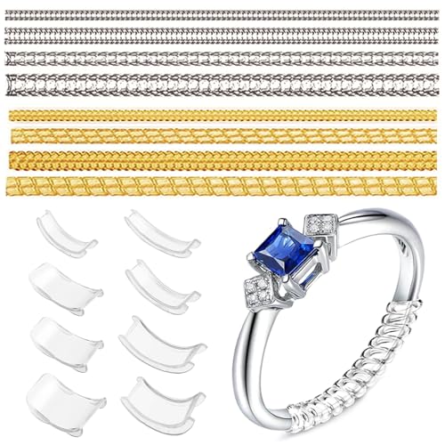 HhBdy 16 Pièces Ajusteur Bague Invisible, Reducteur Bague Spirale Baguier Plastique, Baguier Mesure Doigt Français Ajustement, Ring Sizer Universel pour Hommes et Femmes