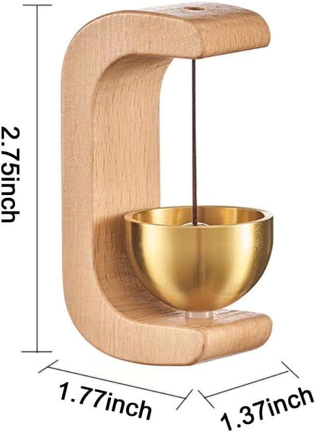 Image of Wooden Door Chime With Brass Bell, Dopamine Door Bell For Home, Self-Adhesive Doorbell, Serene Acoustic Sound For Home & Shop, Refrigerator, Room, Porch Ideal Housewarming Gift (Light)