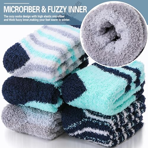 Image of EBMORE Fuzzy Socks Warm Winter Slipper Fluffy Sleep Cozy Comfy Cabin Socks for Mens Womens