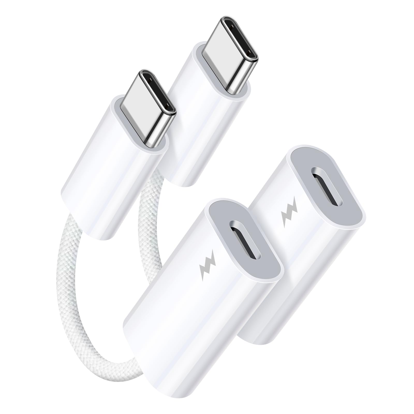 Photo 1 of Aolcev USB C Adapter, 2 Pack Lighting (Female) to USB C (Male) Adapter 60W PD Fast Charging Type C Converter for iPhone 15 Plus Pro Pro Max Galaxy S24 S23 and More USB C Devices, Not for Audio, White