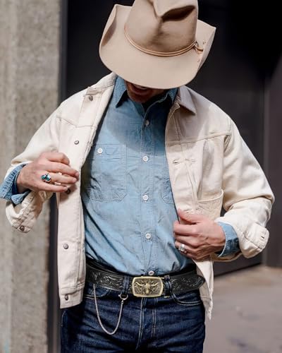 Image of BELTROAD Mens Ratchet Western Belt Leather Cowboy Belts for Men with Automatic Western Buckle Belt for Jeans Christmas Gifts