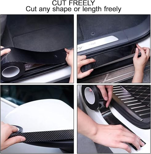 Image of Carbon Fiber Look Car Door sill Protector, Anti-Scratch Door Edge Tape, Car Paint Protection Film, Clear Door Edge Guard for car (5cm x 5m) (Carbon Fiber)