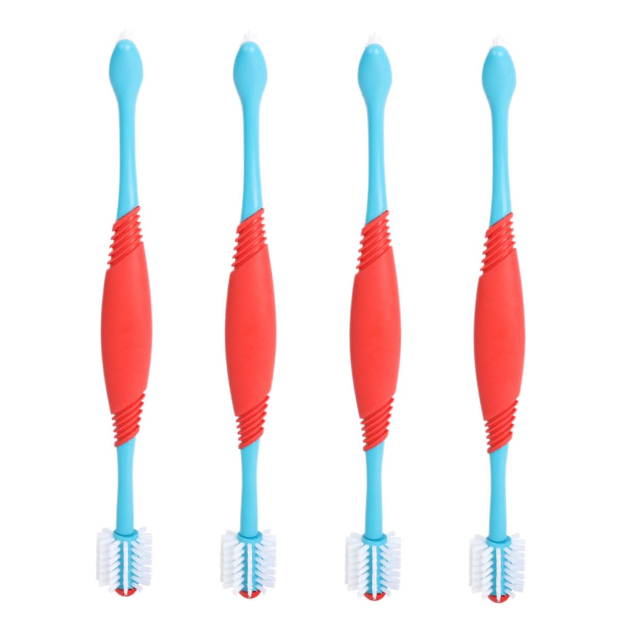 CIYODO Dog Cleaner Pet Oral Cleaning Brush 4pcs Professional Pet Toothbrush Long Handle for Curve Dog Plaque