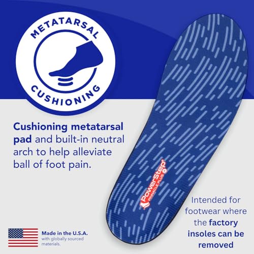 PowerStep Pinnacle Plus Ball of Foot Pain Relief Orthotics - Shoe Inserts for Metatarsalgia, Arch Support & Morton's Neuroma Pain Relief - Made in USA Insoles with Metatarsal Pad (M 8-8.5, W 10-10.5) - Thumbnail 4