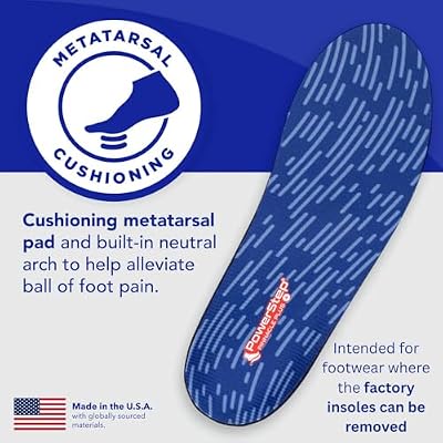 PowerStep Pinnacle Plus Met, Ball of Foot Pain Relief Orthotics, Shoe Inserts, Metatarsalgia, Arch Support, Morton's Neuroma Pain Relief, Shoe Insoles, Metatarsal Pad, Made in USA (M 14-15)