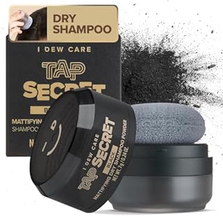 I DEW CARE Biotin Clarifying Dry Shampoo - Tap Secret Black | Strengthening & Volumizing, Powder Type, Refillable, Travel size, Non-aerosol, Brunette, Korean Ginseng, 0.24 Oz