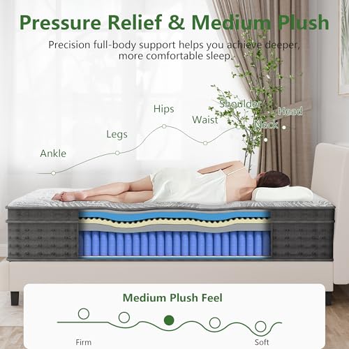 Image of 14 Inch King Mattress - Medium Plush Feel Hybrid Mattress