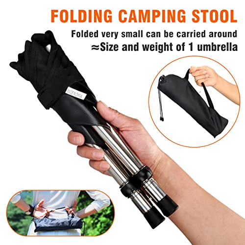 Folding Camping Stool - 13.8" BBQ Small Foldable Stool for Adults - Ideal for Outdoor Activities, Hiking, Barbecue, Bonfire, Travel- 275 lb Weight Capacity with Carry Bag (1) - Image 5