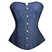 Produktbild Josamogre Korsett Bustier Corset Overbust Top Damen Corsage Denim Lingerie Burlesque Blau 2XL