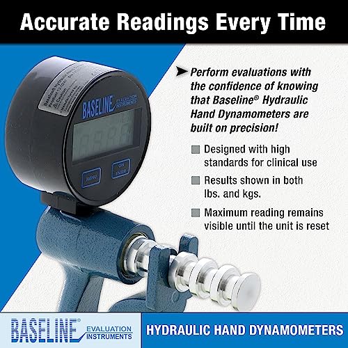 Image of Baseline 12-0247 Digital LCD Hydraulic Hand Dynamometer, 300 lbs Capacity
