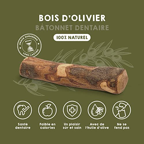 MAIKAI Baton en Bois d'Olivier pour Chien - Jouet d´Occupation Anti Ennui Indestructible - Os a Macher - Haleine - Cadeau (S (Lot DE 2)) - Image 3