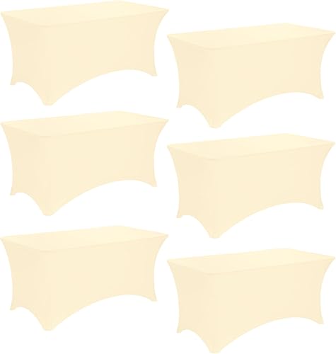 Miniatura 106 de Paquete de 3 manteles de elastano de 6 pies, lavables, resistentes a las arrugas, elásticos para mesas plegables, bodas, fiestas, cumpleaños