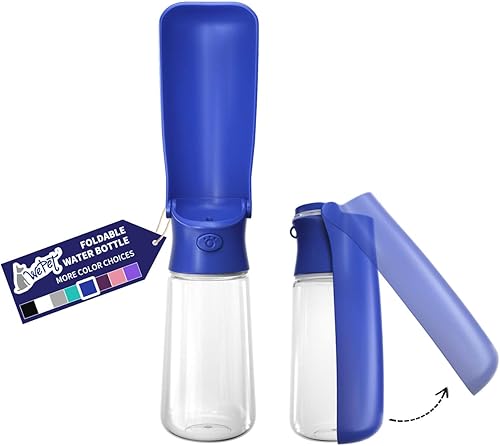 Miniatura 1 de WePet Botella de agua plegable portátil para perros, dispensador de agua para cachorros con alimentador para beber, 19 onzas, resistente a altas