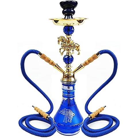 Hookah Set 20" Hookah Shisha Combo Set Shisha Kit with Stable Glass Tank Clay Hookah Bowl Two PVC Hoses for Better Shisha Hookah Narguile Smoking Cover