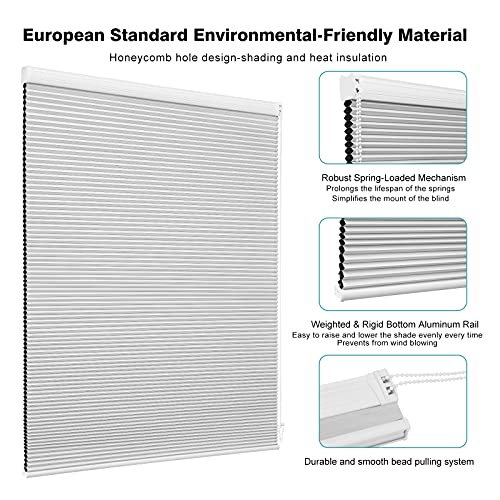 Changshade Size Custom Cellular Shades,Corded Blackout Cellular Window Blinds Shade With The Diameter Of 1 Inch Honeycombs For Office,Living Room,Bedroom,Thermal Insulated, White #TOP3
