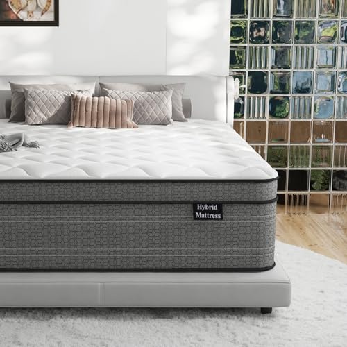 Queen Mattress, 14 Inch Hybrid Queen Size Mattresses in a Box, Medium Firm Memory Foam Mattress with Individual Pocket Spring for Pressure Relief, Quiet Sleep, CertiPUR-US