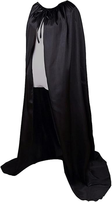 Gothden Unisex Volwassen Lange Cape Volledige Lengte Gewaad Mantel voor Kerstmis Halloween Cosplay Dress-Up Kostuum Party, Zwart, XL