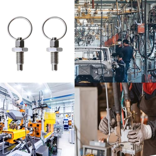 2 Stück Rastbolzen mit Zugring, Edelstahl-Federstößel, einziehbarer Sicherungsstift für Elektrogeräte(M8)