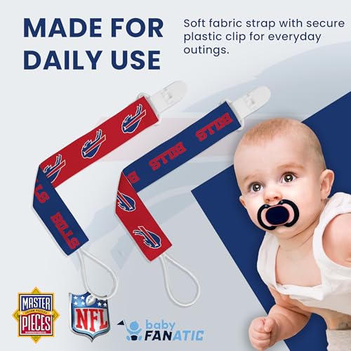 Image of Baby Fanatic Officially Licensed Unisex Pacifier Clip 2-Pack - NFL Buffalo Bills - Officially Licensed Baby Apparel