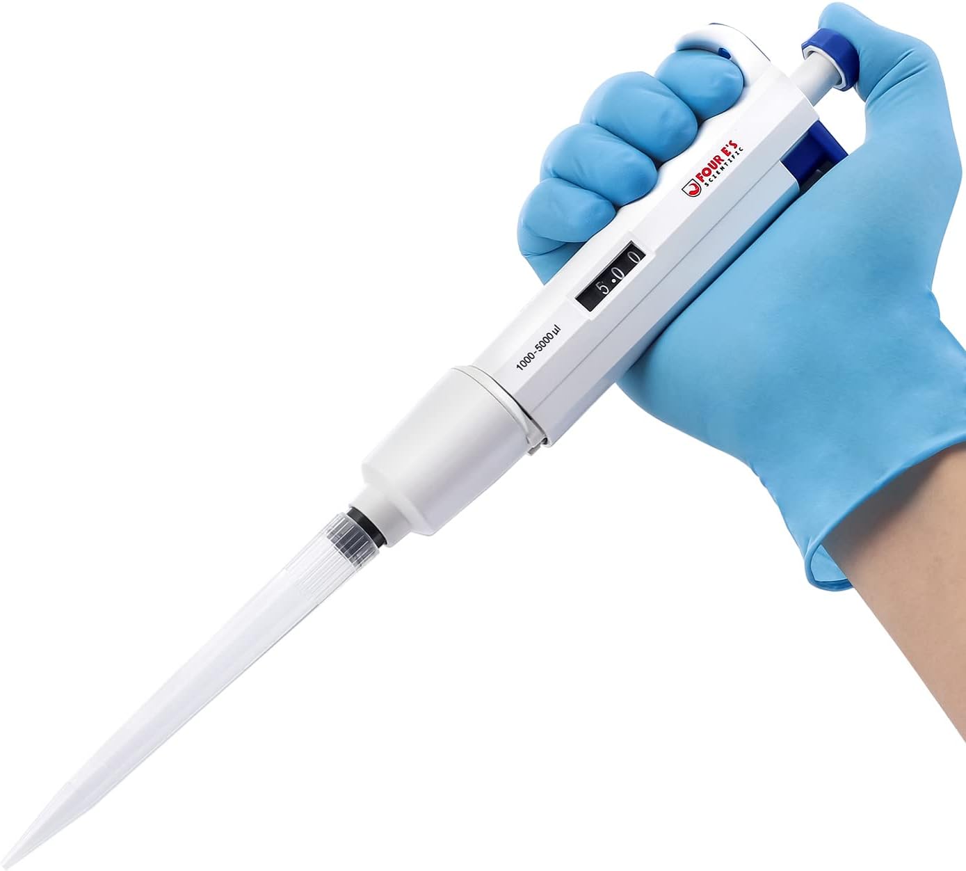 FOUR E'S SCIENTIFIC Lab 5ml Micropipette, Adjustable Single-Channel Pipette, 1000-5000ul Microliter Volume Pipettor