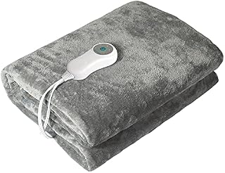 Warm Storm Electric Blanket Double 75W, 160 x 120cm Electric Flannel Over Blanket with 5 Heating Levels, 4 Hours Auto-Off, Machine Washable,UK Plug