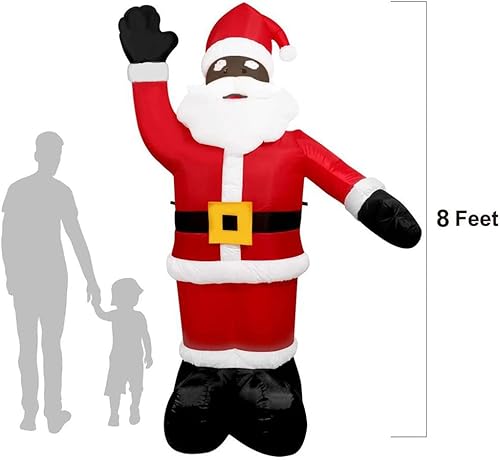 Miniatura 2 de Decoración inflable de 8 pies de Papá Noel negro para interiores y exteriores (8 pies)