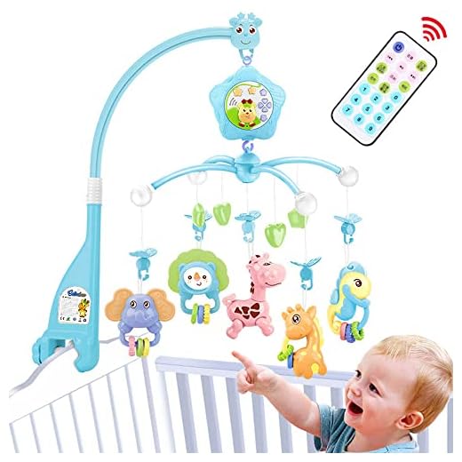 Baby Mobile for Crib, Crib Toys with Music and Lights,Remote, lamp, Projector for Pack and Play. Crib Mobile for boy. Materials:ABS+Plastic(Blue-Forest)