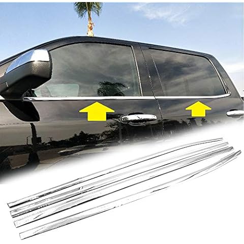 LJ INTERNATIONAL Quality Accessories 4pcs Stainless Steel Window Molding Trims Overlays Compatible with Chevy Silverado/GMC Sierra Cover