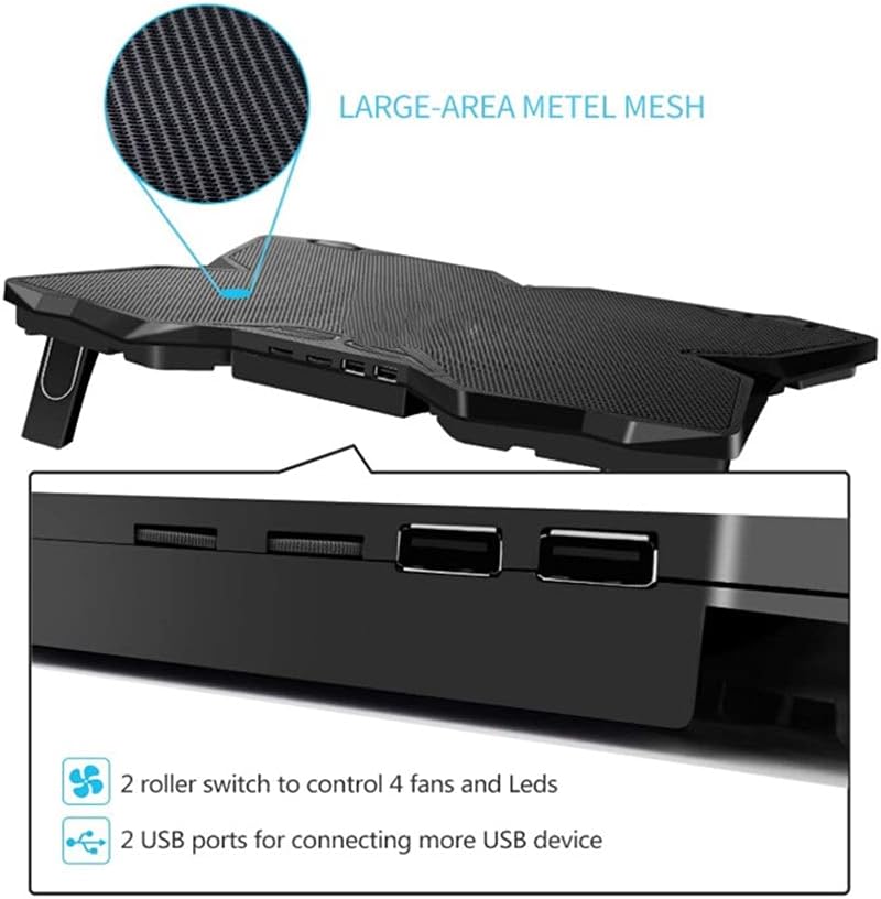 Laptop Cooler Cooling Pad Fan Notebook Adjustable Speed with 4 Fans for 14"-17"