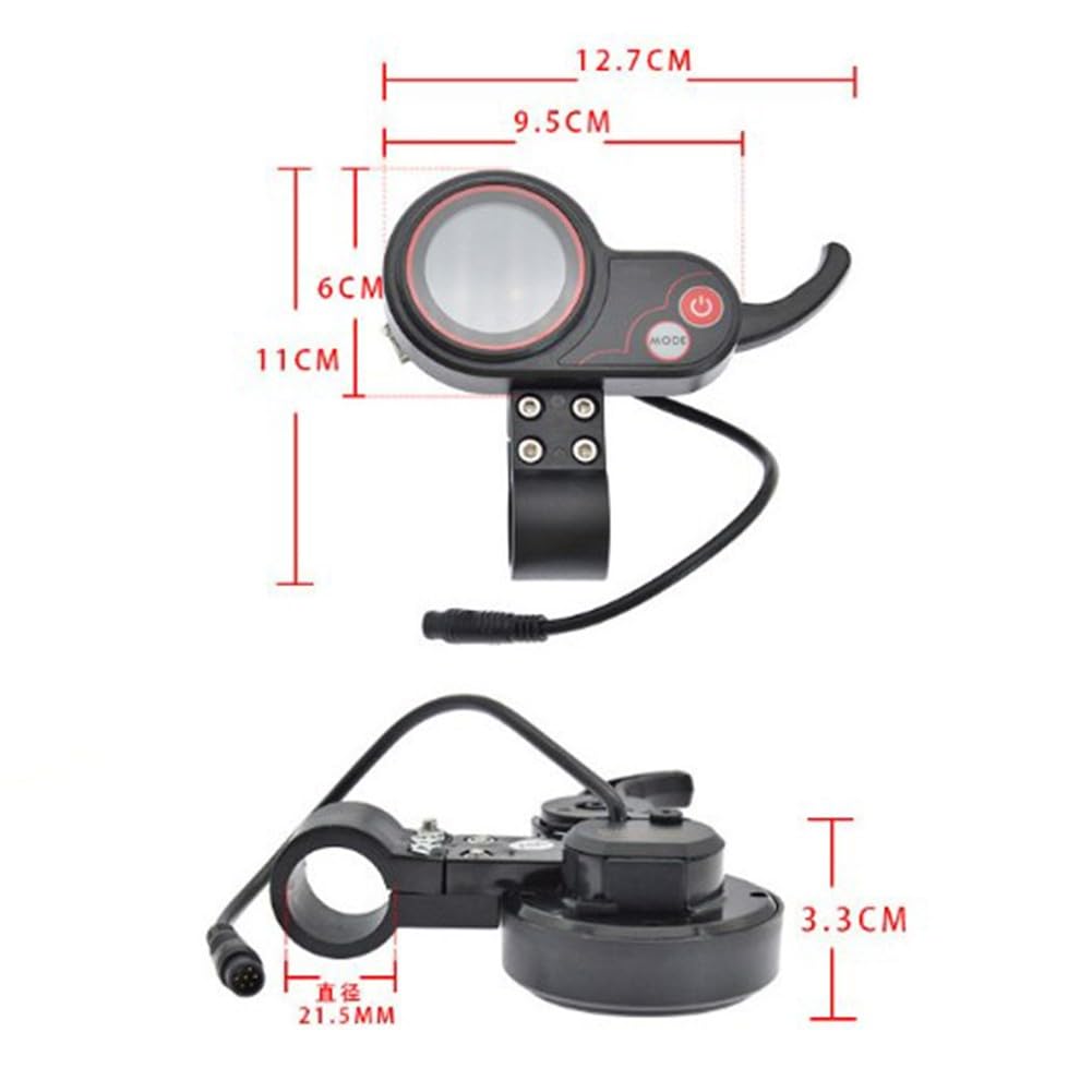 Acceleratore a pollice per scooter elettrico, 24 V/36 V/48 V, display tachimetro 2 in 1, ricambio a 6 pin per scooter elettrici