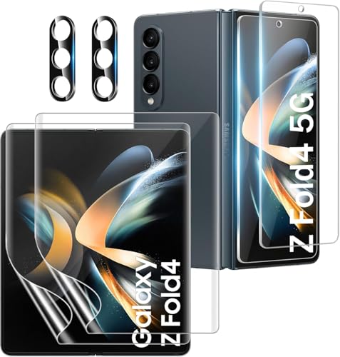 WILLONE 2+2+2 Pack for Samsung Galaxy Z Fold 4 Screen Protector (7.60 inches) with Camera Lens Protector Case Friendly Tempered Glass Film Fingerprint Unlock HD Clear