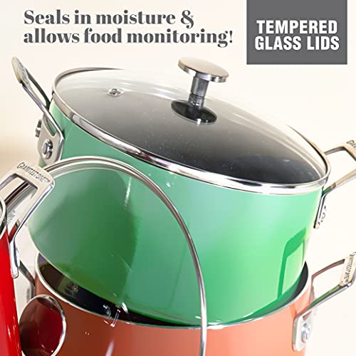 Granitestone Diamond 5 Qt Nonstick Stock Pot Soup Pot Pasta Pot Stew Pot With Tempered Glass Lid-Oven & Dishwasher Safe-100% Pfoa Free - Dark Blue #TOP4