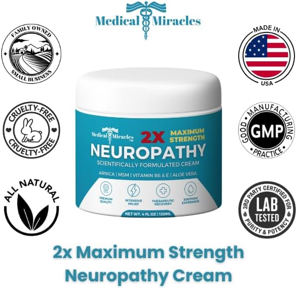 Medical Miracles Neuropathy Cream 2X Strength | Nerve Therapy Max Potency Relief for Feet, Hands, Legs, Toes - Arnica, Vitamin B6, Aloe Vera, MSM - Crafted for Exceptional Relief 4oz - Image 7