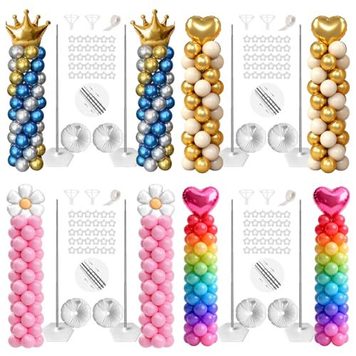 Image of Balloon Column Stand Kit Sets of 2, 80 Inch Adjustable Balloon Stand Balloons Tower Pillar with Reusable Metal Telescopic Structure for Wedding, Birthday, Baby Shower, 2026 graduation decorations