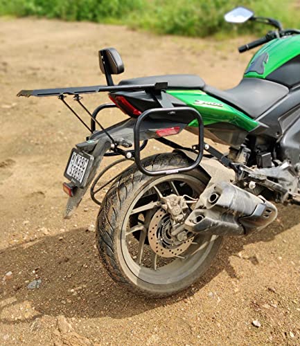 Image of Top Rack with Plate Compatible for Bajaj Dominar 400 /250 (2017-2026) | Heavy Duty Luggage Carrier with Plate | Powder-Coated Finish (Black) Pack of 1 (Backrest not Included)