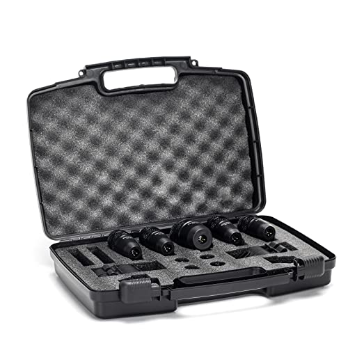 Senwosi G7 7 Piece Metal Wired Dynamic Drum Mic Kit Kick Bass, Tom/Snare Drum And Cymbal Mics For Performing And Recording Drummers - Comes With, Stand, Thread Clamp, Etc #TOP7