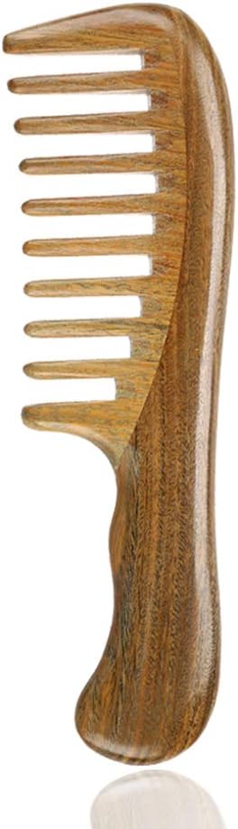 Wooden Hair Comb Wide Tooth Combs for Detangling, No Static, No Tangle, No Snag, Aroma Sandalwood Comb for Curly Wet Hair Women and Men (A)