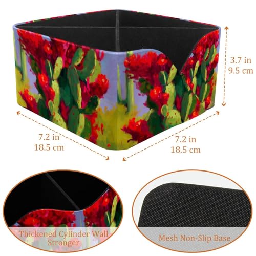 Organiseur de bureau fleurs de cactus rouges pour ranger les fournitures - 4