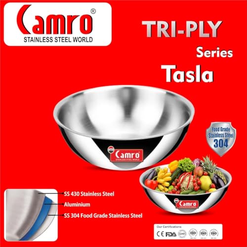 Image of Camro Triply Artisian Tasla Kadhai 1.2 liters Capacity Stainless Steel