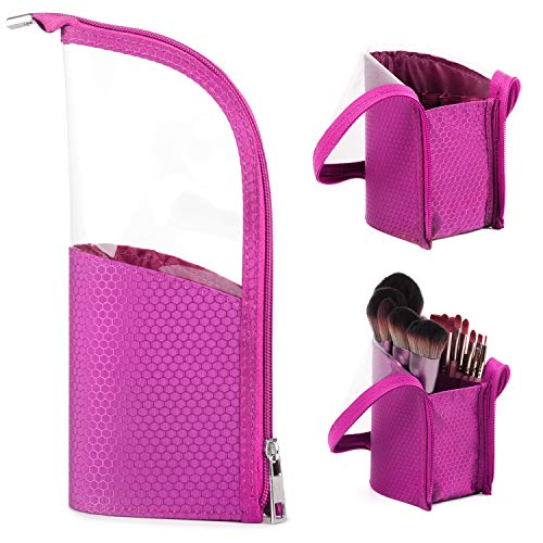 Makeup Brush Bag Travel Brushes Case Pouch Organizer Holder Dustproof for Women and Girls (Pink)